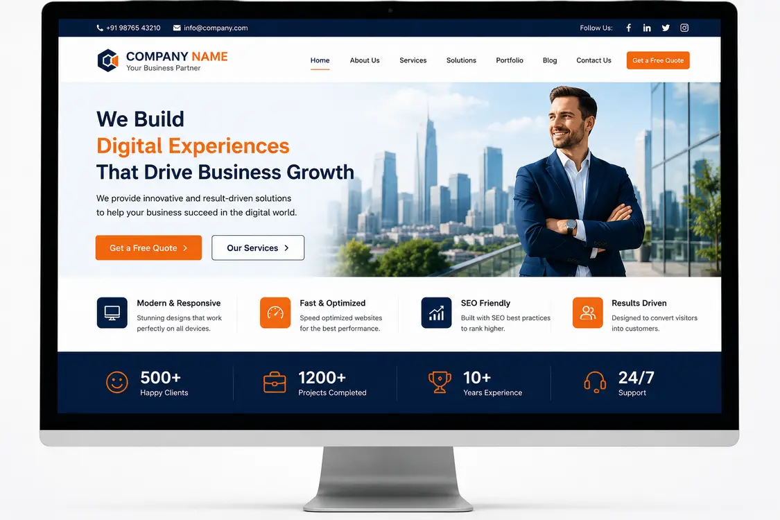 Example of a modern business website after redesign